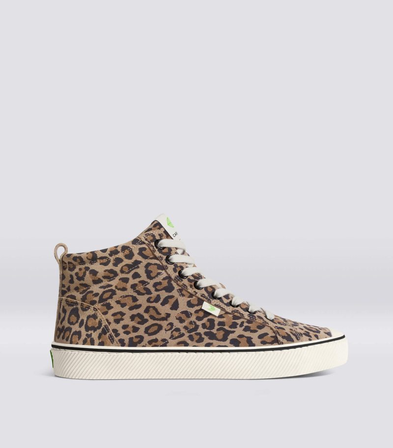 oca high stripe leopard print suede sneaker.side view