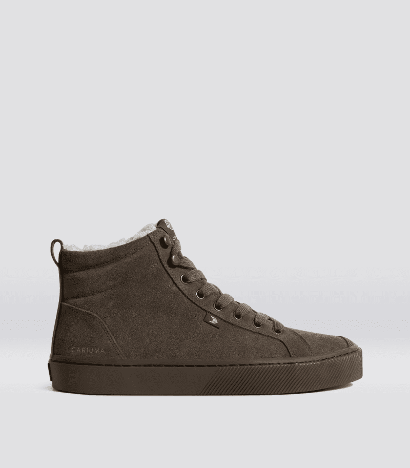 oca high therma hooks all teak suede sneaker.side view