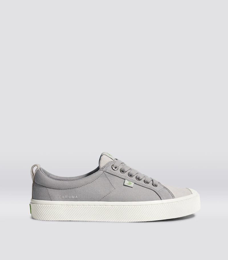 oca low light grey canvas off white vintage suede.side view