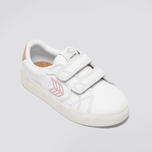 salvas kids white premium leather rose sneaker.fb feed