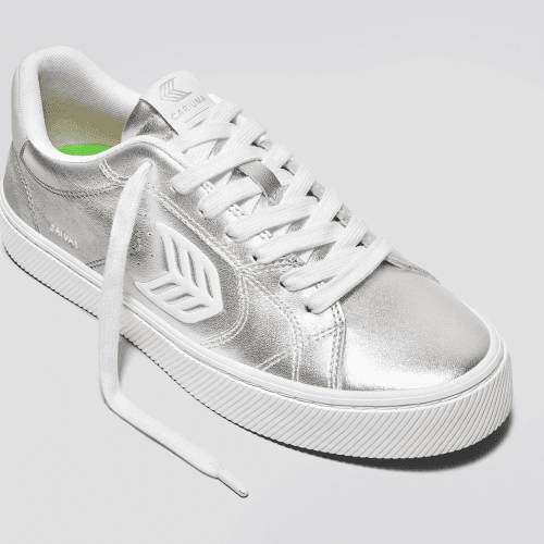 salvas metallic silver leather sneaker.slideshow2