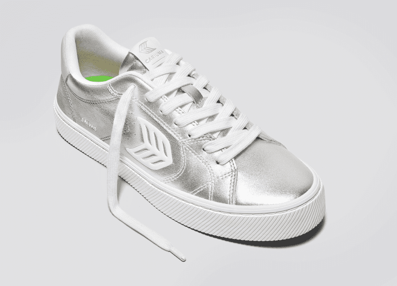 salvas metallic silver leather sneaker.slideshow2