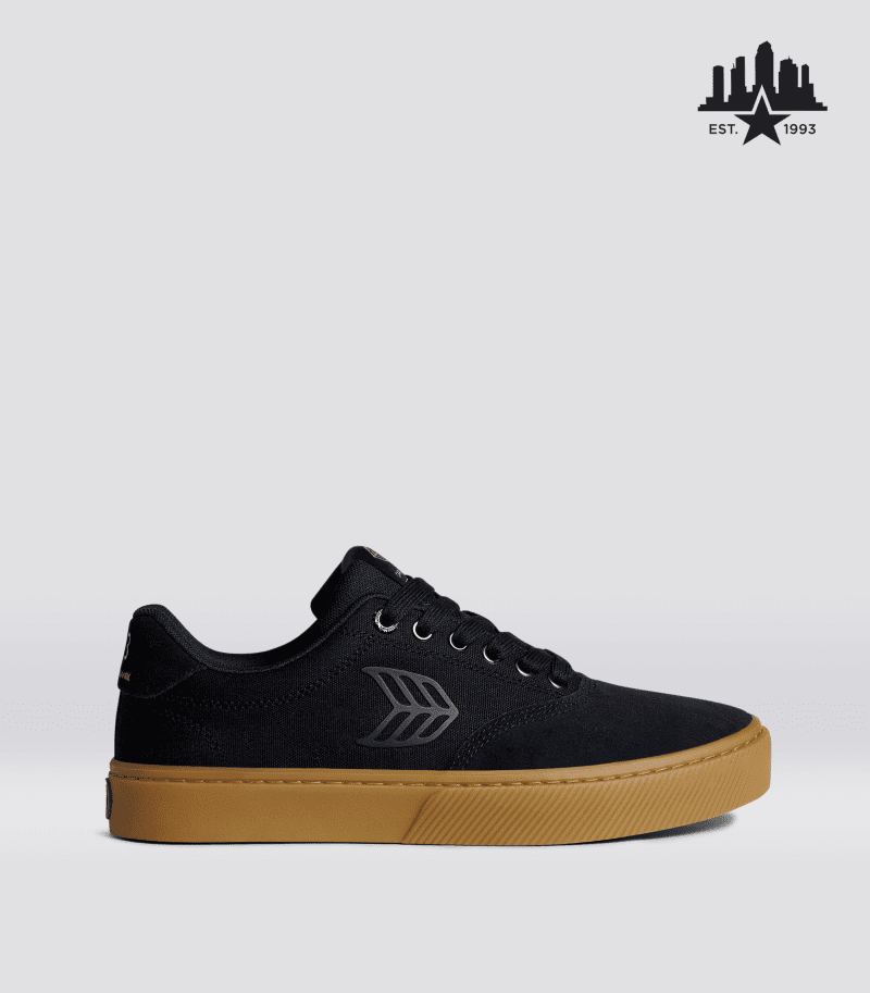 skatepark of tampa naioca pro all black gum suede sneaker.side view